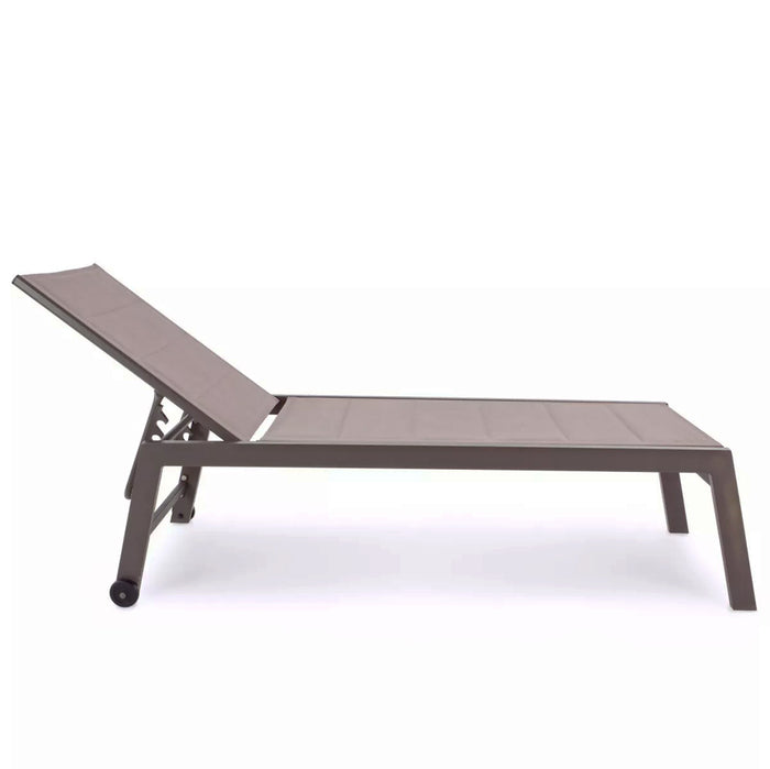 Lettino Prendisole Lounge con Ruote Sdraio da Giardino Tortora Resistente UV