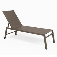 Lettino Prendisole Lounge con Ruote Sdraio da Giardino Tortora Resistente UV