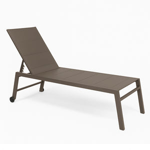 Lettino Prendisole Lounge con Ruote Sdraio da Giardino Tortora Resistente UV