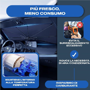 Parasole Auto Protezione Solare Anteriore per Auto Apertura a Ombrello Salvaspazio