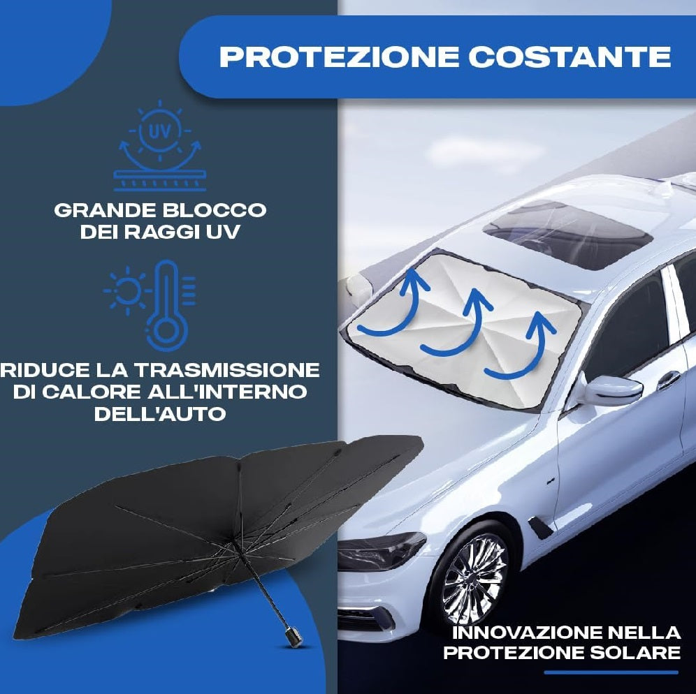 Parasole Auto Protezione Solare Anteriore per Auto Apertura a Ombrello Salvaspazio