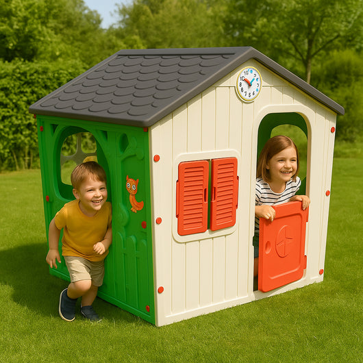 Casetta Happy per Bambini Casa in Plastica Grande Gioco Giocattolo 140x108x115cm