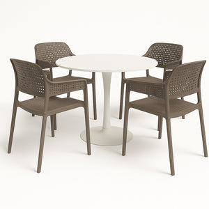 Set 4 Sedie Ergonomiche in Polipropilene Tortora con Schienale e Seduta Forati