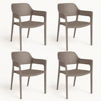 Set 4 Sedie Ergonomiche in Polipropilene Tortora con Schienale e Seduta Forati