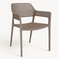 Set 4 Sedie Ergonomiche in Polipropilene Tortora con Schienale e Seduta Forati