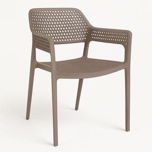 Set 4 Sedie Ergonomiche in Polipropilene Tortora con Schienale e Seduta Forati