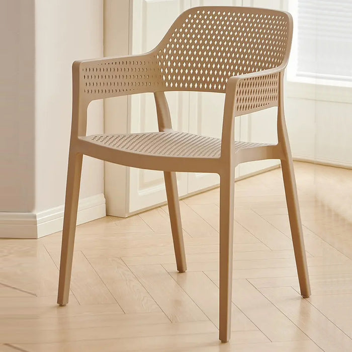 Set 4 Sedie Ergonomiche in Polipropilene Tortora con Schienale e Seduta Forati