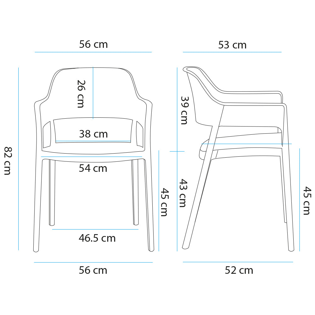 Set 4 Sedie Ergonomiche in Polipropilene Nero con Schienale e Seduta Forati