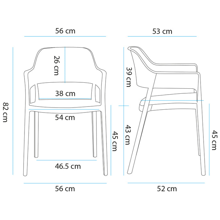 Set 4 Sedie Ergonomiche in Polipropilene Nero con Schienale e Seduta Forati