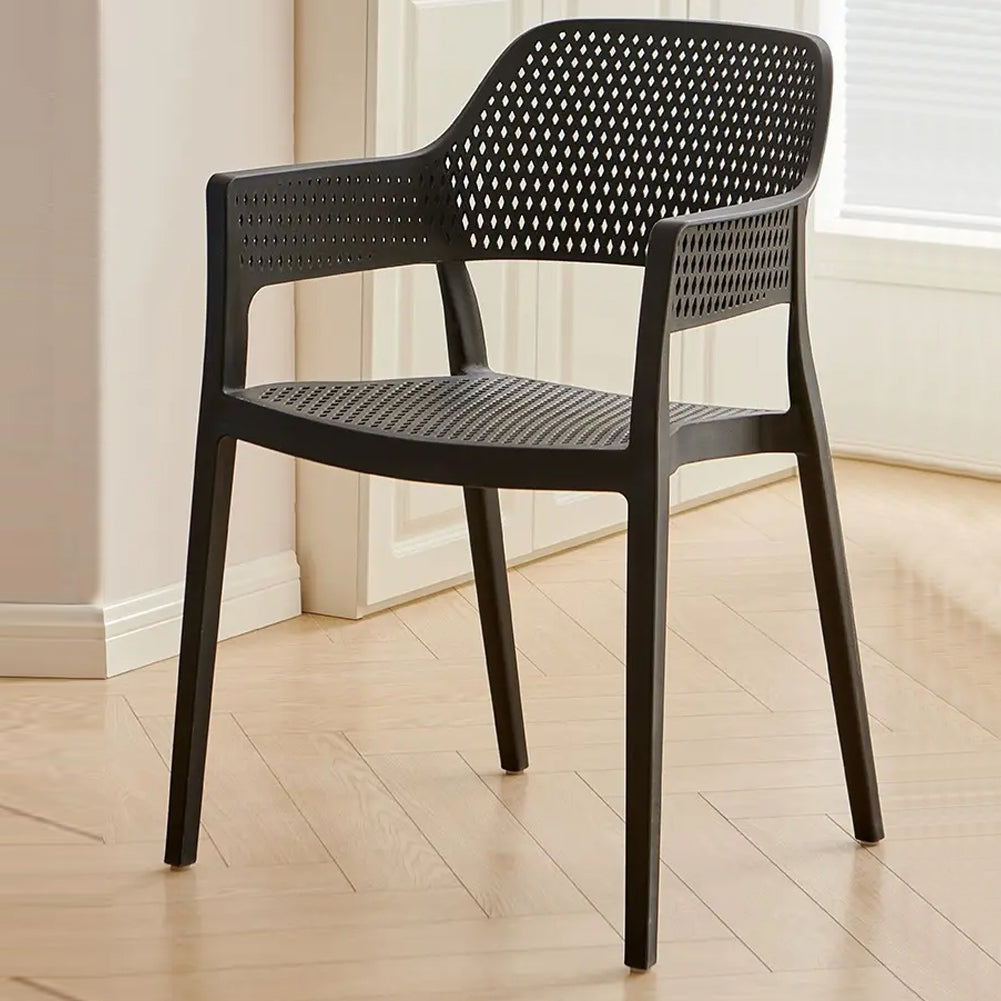 Set 4 Sedie Ergonomiche in Polipropilene Nero con Schienale e Seduta Forati