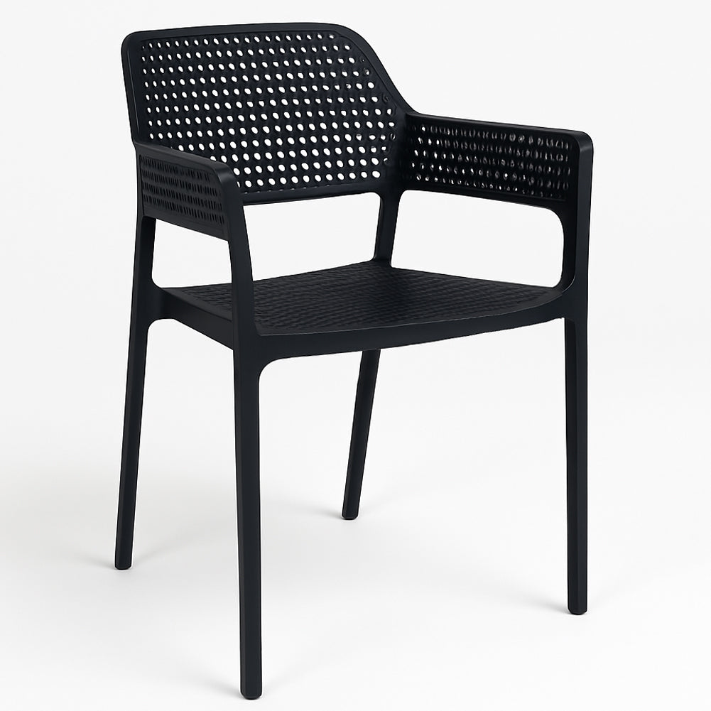 Set 4 Sedie Ergonomiche in Polipropilene Nero con Schienale e Seduta Forati