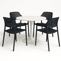 Set 4 Sedie Ergonomiche in Polipropilene Nero con Schienale e Seduta Forati