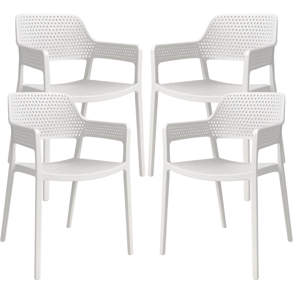 Set 4 Sedie Ergonomiche in Polipropilene Bianco con Schienale e Seduta Forati
