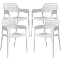 Set 4 Sedie Ergonomiche in Polipropilene Bianco con Schienale e Seduta Forati