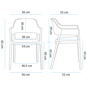 Set 4 Sedie Ergonomiche in Polipropilene Bianco con Schienale e Seduta Forati
