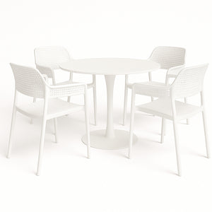 Set 4 Sedie Ergonomiche in Polipropilene Bianco con Schienale e Seduta Forati