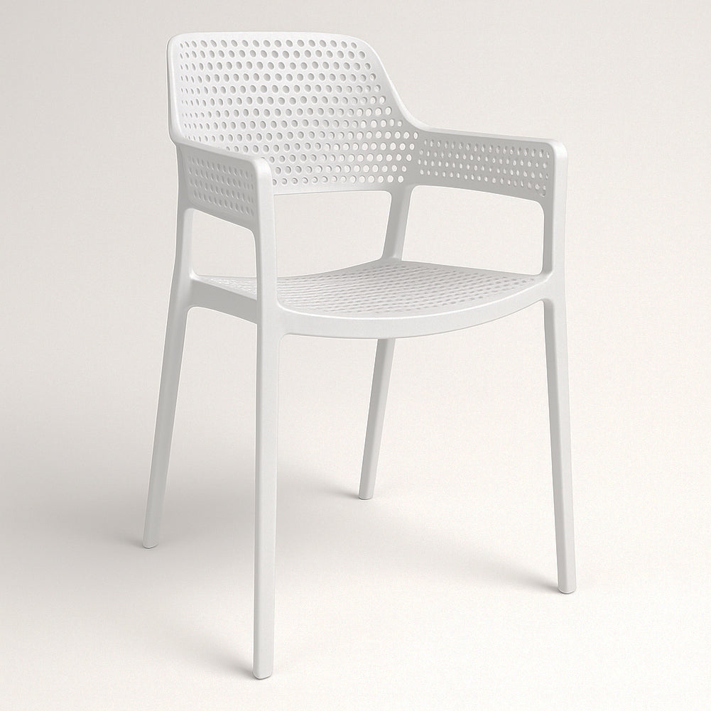 Set 4 Sedie Ergonomiche in Polipropilene Bianco con Schienale e Seduta Forati