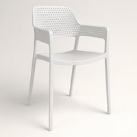 Set 4 Sedie Ergonomiche in Polipropilene Bianco con Schienale e Seduta Forati