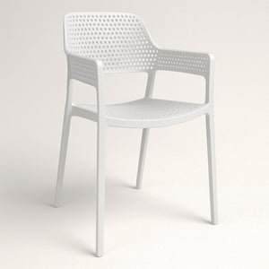 Set 4 Sedie Ergonomiche in Polipropilene Bianco con Schienale e Seduta Forati