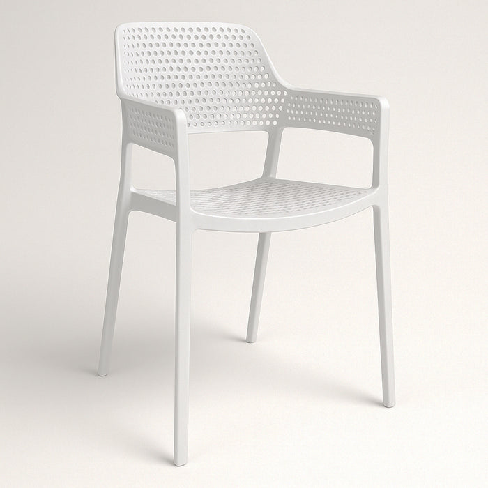 Set 4 Sedie Ergonomiche in Polipropilene Bianco con Schienale e Seduta Forati