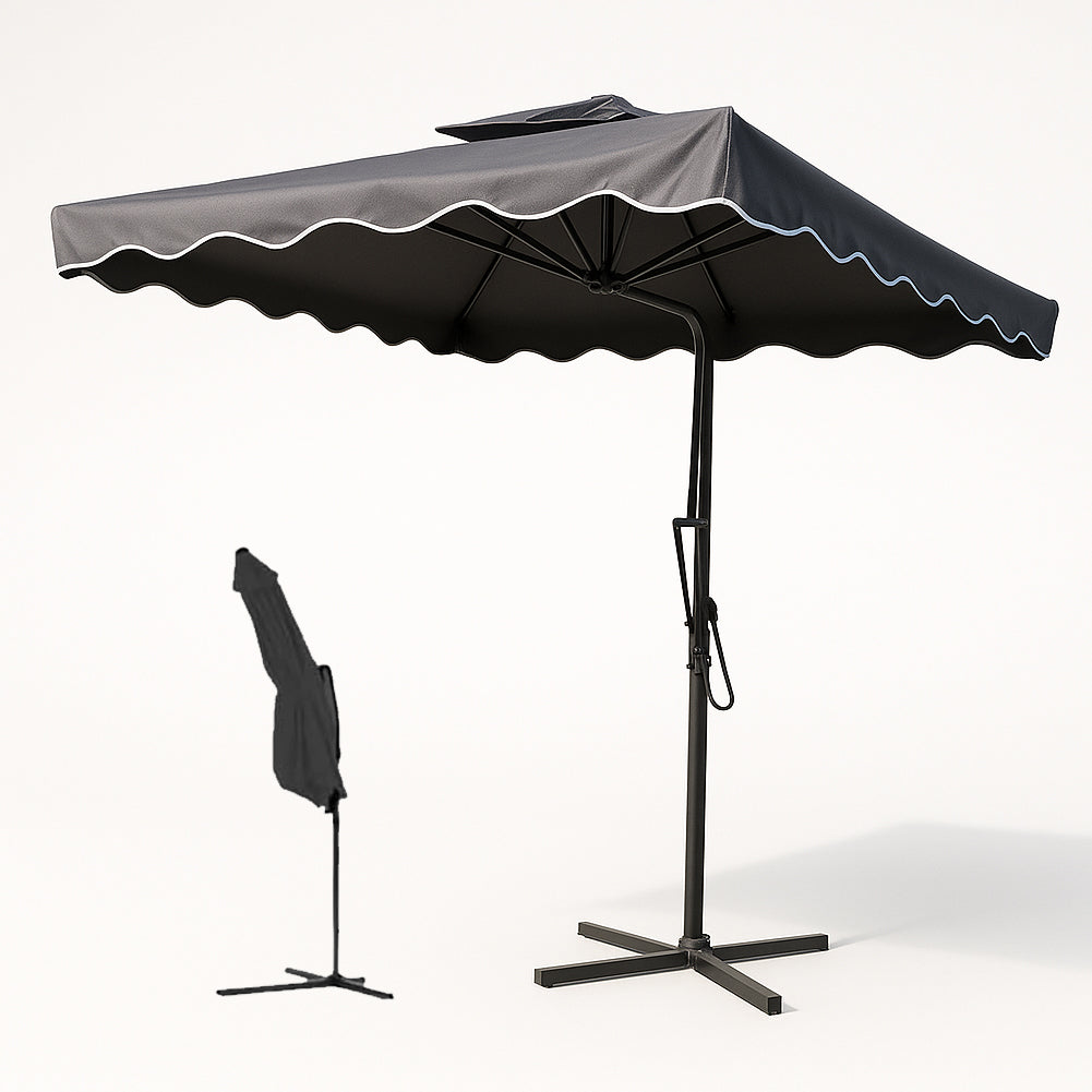 Ombrellone Giardino Decentrato 2,5mt Grigio con pendente Palo Metallo Gazebo