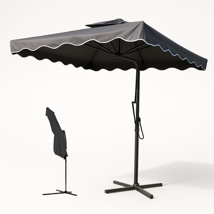 Ombrellone Giardino Decentrato 2,5mt Grigio con pendente Palo Metallo Gazebo