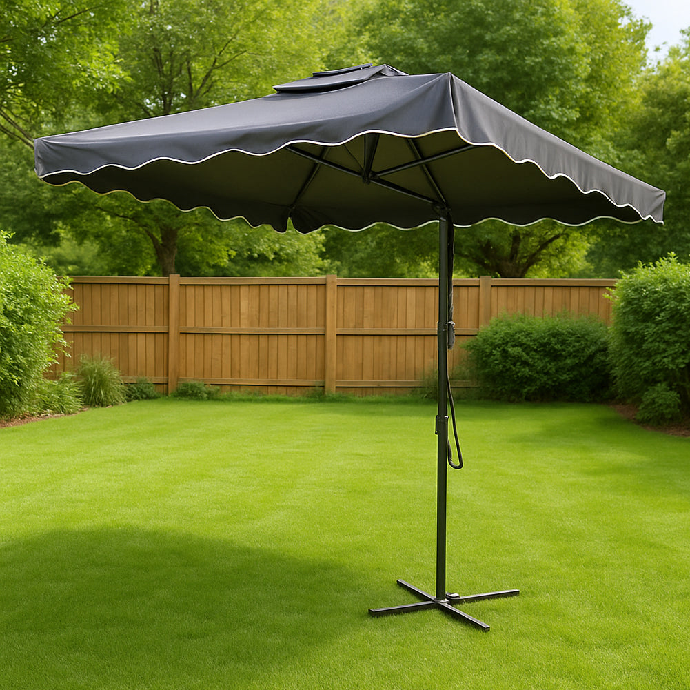 Ombrellone Giardino Decentrato 2,5mt Grigio con pendente Palo Metallo Gazebo