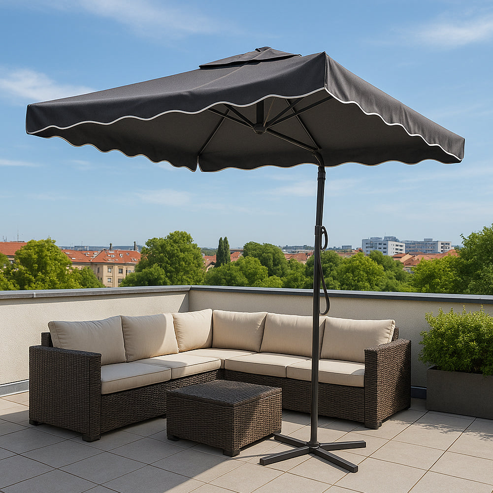 Ombrellone Giardino Decentrato 2,5mt Grigio con pendente Palo Metallo Gazebo