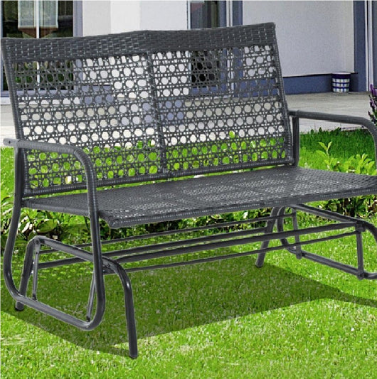 Panchina a Dondolo 2Posti in Rattan per Esterno Giardino con Struttura in Acciaio