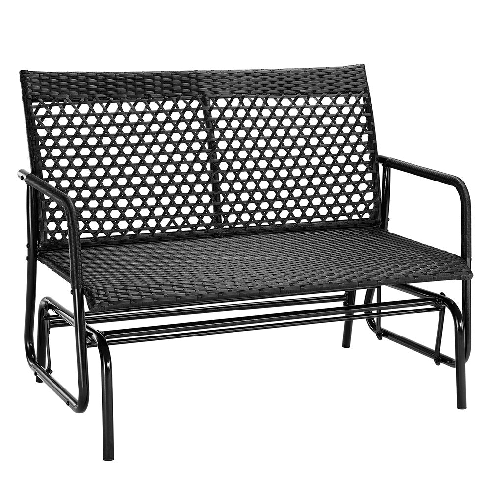 Panchina a Dondolo 2Posti in Rattan per Esterno Giardino con Struttura in Acciaio