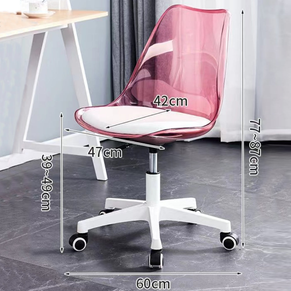 Sedia Scrivania Ufficio 5 ruote e Schienale Trasparente Poltroncina Moderna Rosa