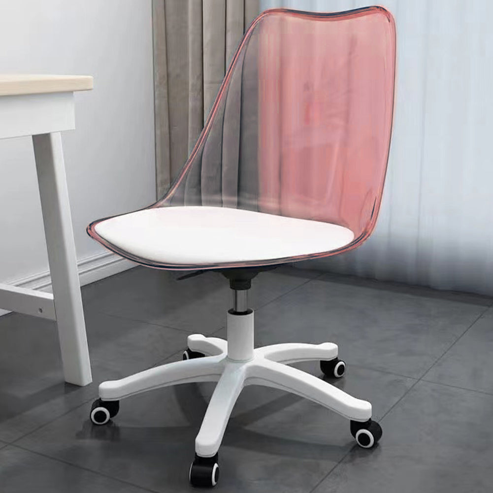 Sedia Scrivania Ufficio 5 ruote e Schienale Trasparente Poltroncina Moderna Rosa