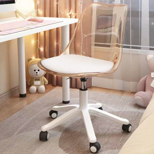 Sedia Scrivania Ufficio 5 ruote e Schienale Trasparente Poltroncina Moderna Beige