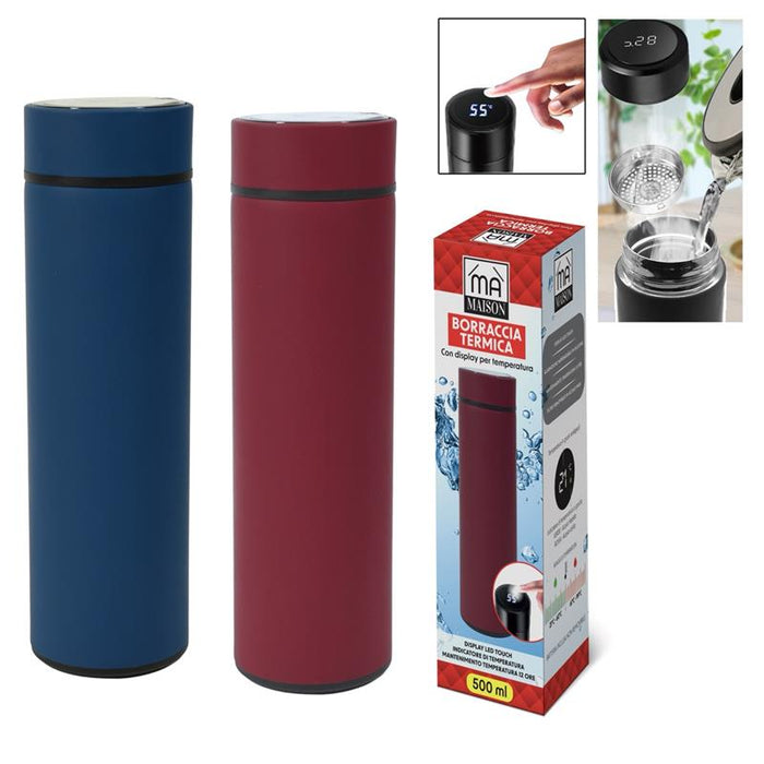 MA MAISON THERMOS TERMICO DIGITALE CON DISPLAY PER IMPOSTARE LA TEMPERATURA CAPIENZA 500 ML COLORI ASSORTITI
