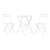 Set 3 Pezzi Giardino Tavolo con 2 Sedie Bistrot Bianco Pieghevole Modello Parigi