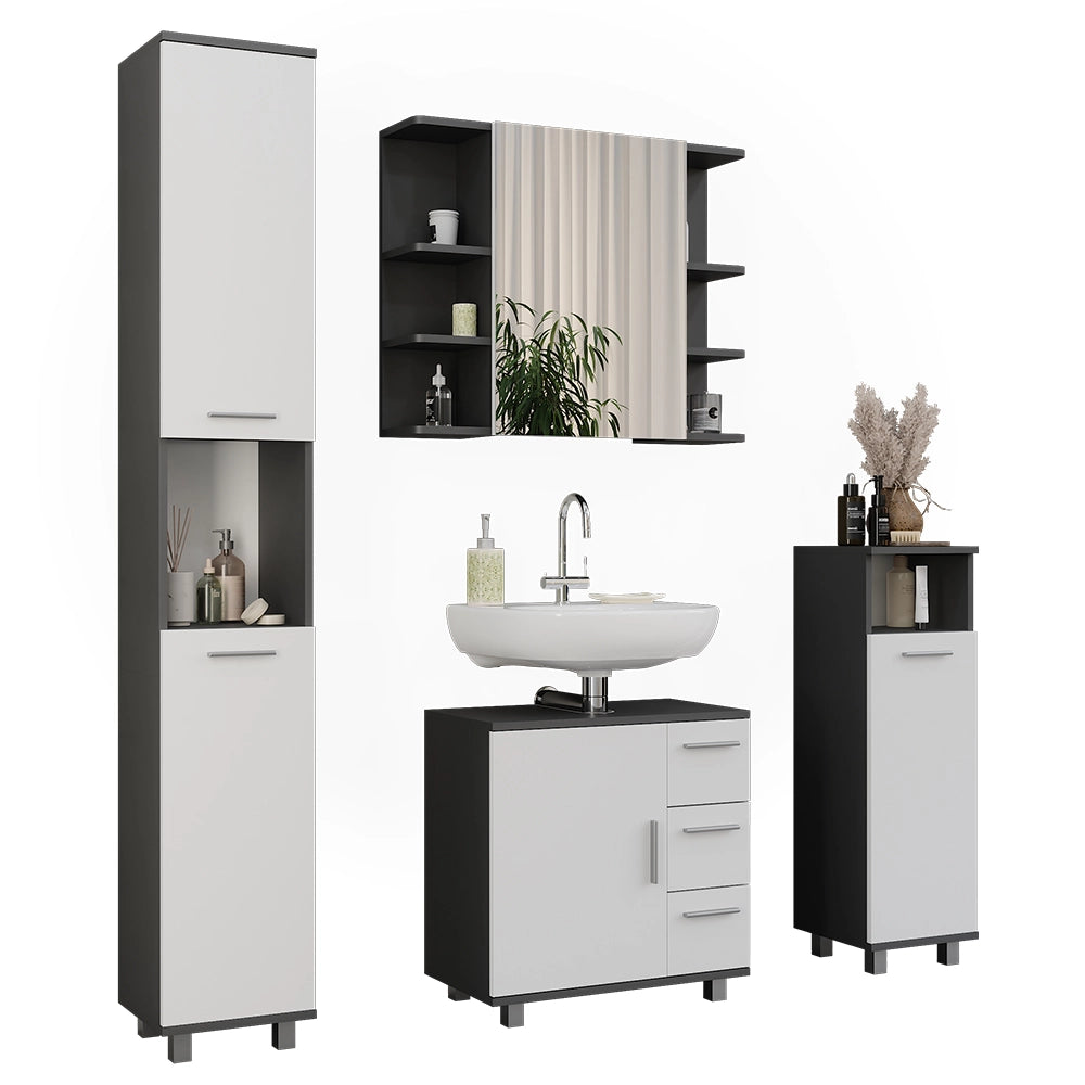 Vicco Set di mobili da bagno Antracite/bianco 4 parti