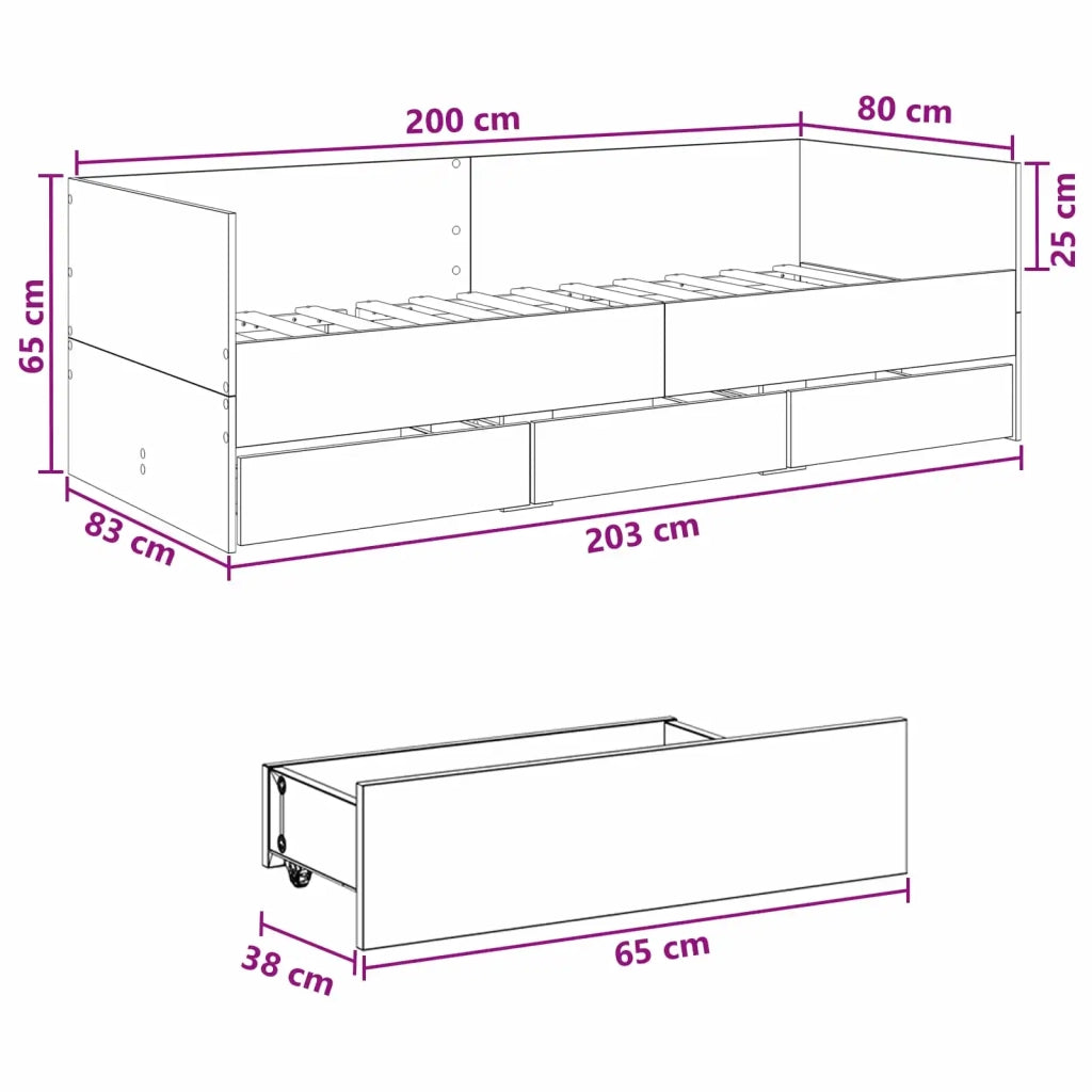 Daybed con cassetto Legno antico Legno ingegnerizzato 3429632