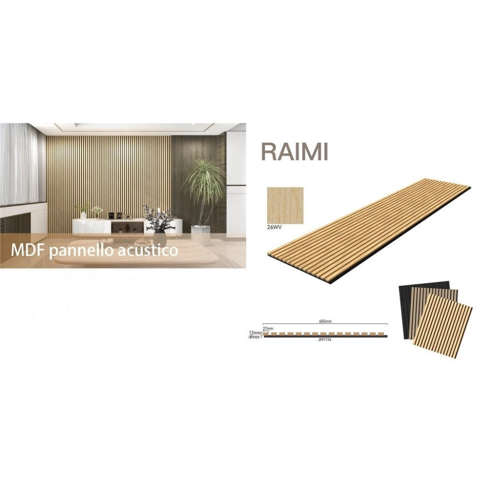 Trade Shop - Pannello Acustico Mdf Effetto Rovere 600x2400 Mm Fonoassorbente A Doghe -