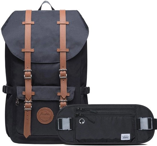 Borsa laptop, sacchetto esterno funzionale per viaggi e campeggio, borsa studente per studenti, set nero Ki03 + ep5-11, unico modello, borsa a giorno