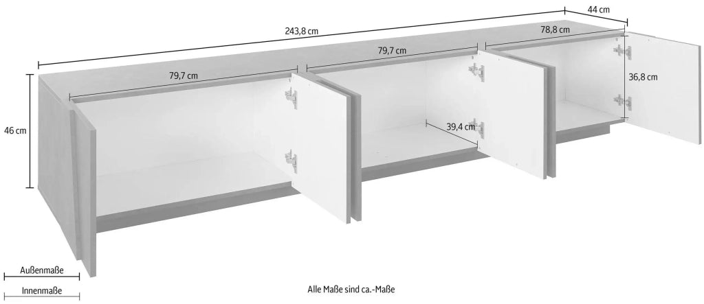 Mobile per TV Ping L 243.6 x H 46 x P 44.2 cm bianco