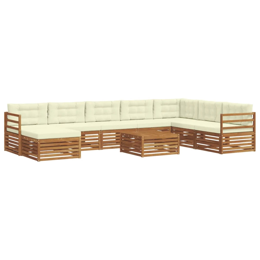 Set di divani da esterno con cuscino 9 pcs Naturale e Crema