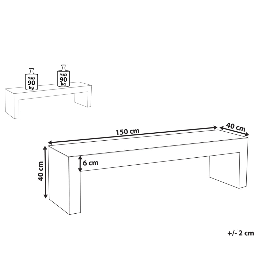 Panca da Giardino 2 posti in Cemento di colore Grigio esterno 40 x 150 x 40 cm esterno
