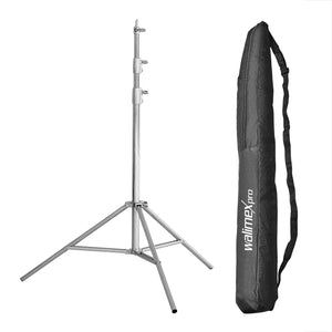Walimex Pro Heavy Duty Stativo per luci in acciaio inox, max 15 kg, Cavalletto fotografico con altezza regolabile fino a 270 cm, spigot 1/4" e 3/8", per foto e video