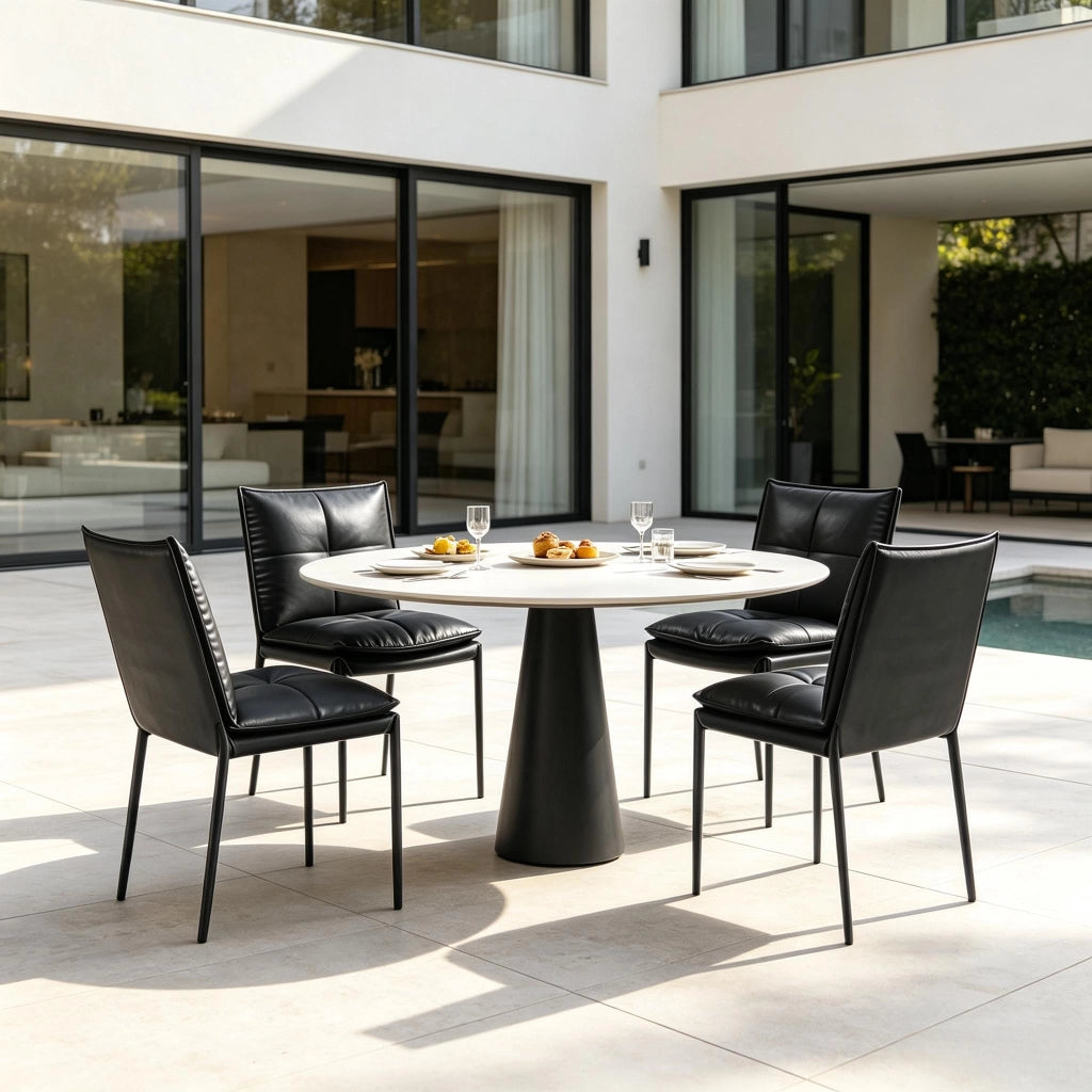 SEDIA DA PRANZO Set 4 pezzi 48x55x87 cm Nero in ecopelle e metallo
