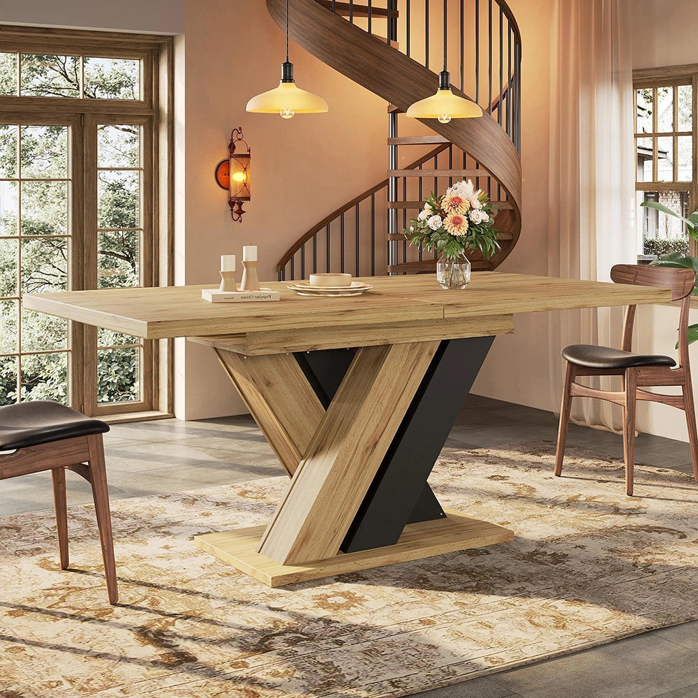 Tavolo da pranzo telescopico - Xylo - 119-158,5¡Á80cm - Colore legno con gambe a X
