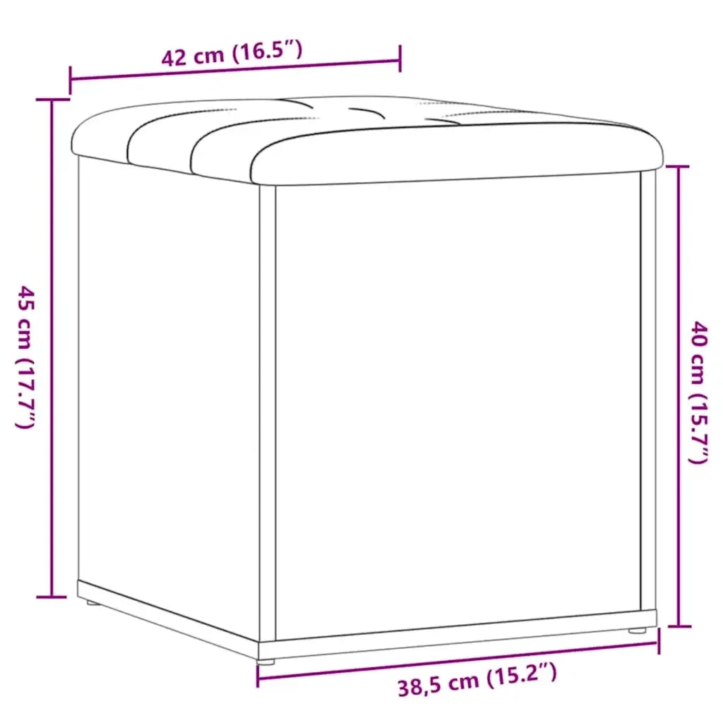 Panca Portaoggetti Rovere Artigianale 42x42x45 cm in Truciolato 857614