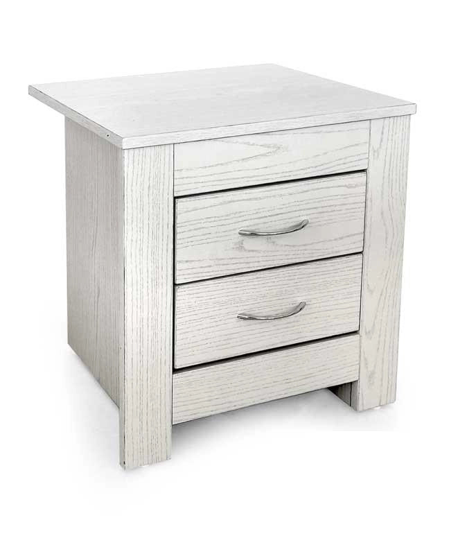 COMODINO MODERNO CON 2 CASSETTI 45 X 35 X 45 CM IN LEGNO BIANCO