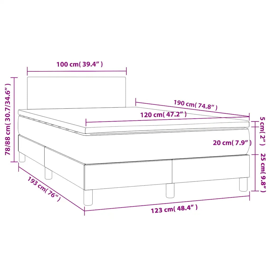 Giroletto a Molle con Materasso Verde Scuro 120x190 cm Velluto