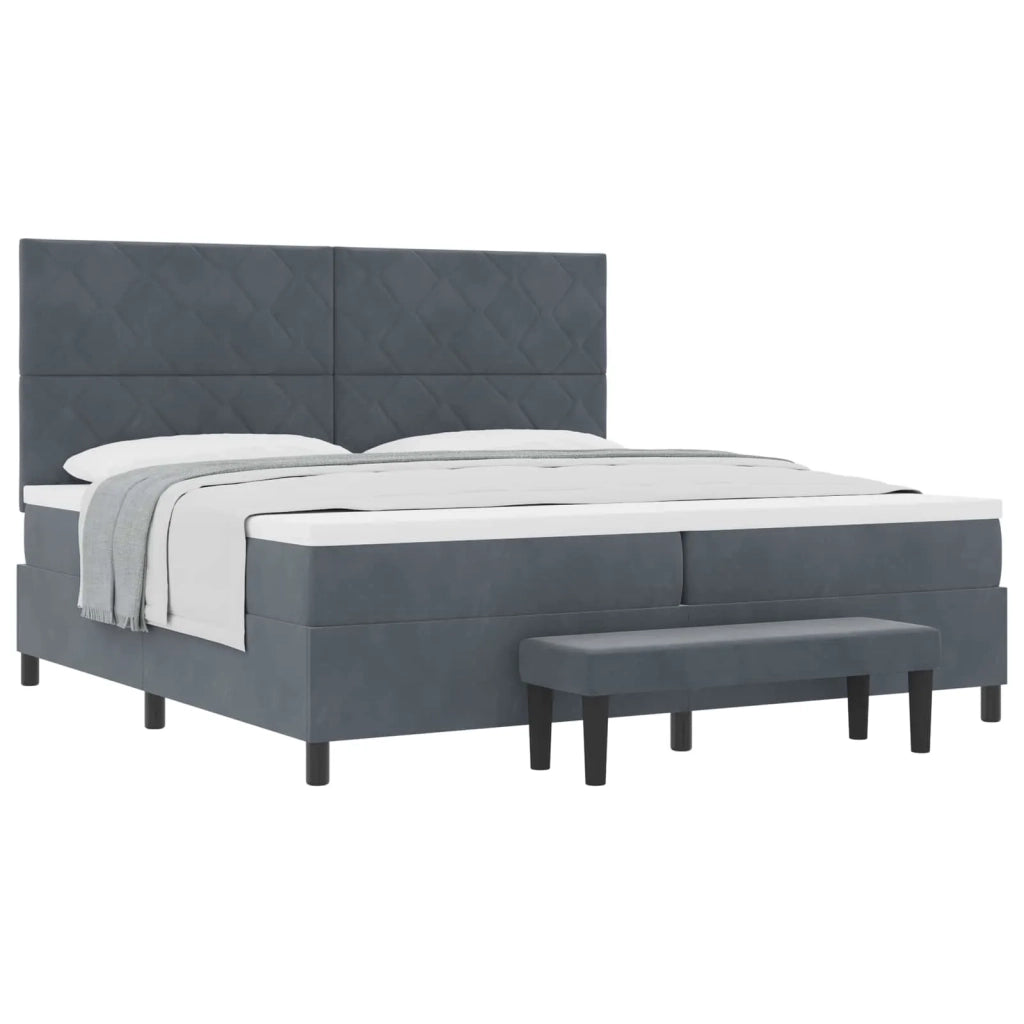 Letto a molle con testiera Grigio scuro 200 x 200 cm Velluto 3344601