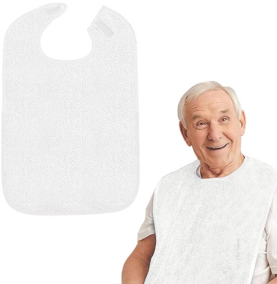 Slabbetjes per adulto, slabbetjes per adulto in cotone, impermeabili e lavabili, protezione per abbigliamento unisex per uomo e donna (bianco)